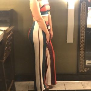 Orange, Brown, Cream, and Dark Green Pant Set